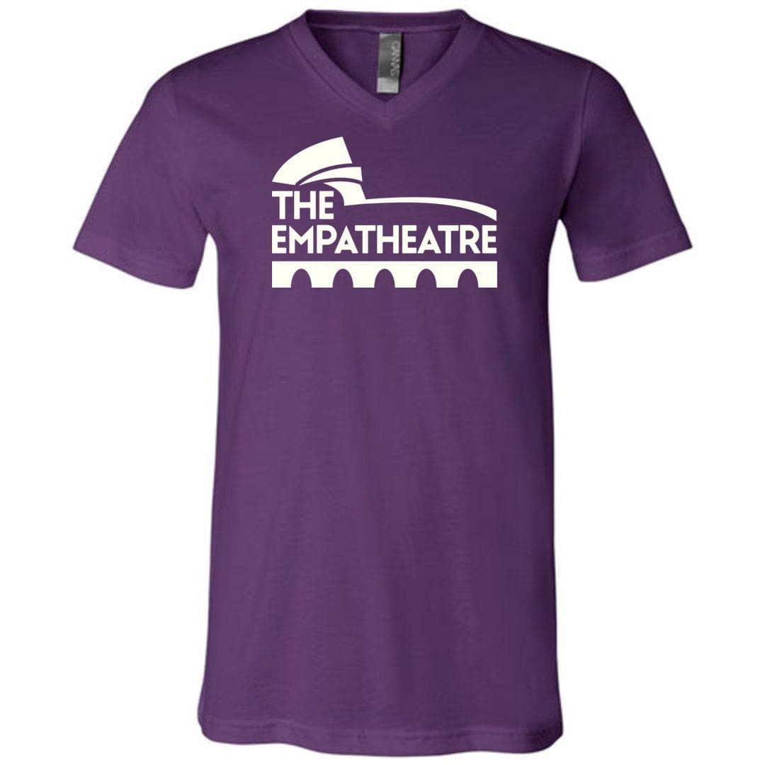 The Empatheatre Logo White Unisex Premium V-Neck Tee - Team Purple / S
