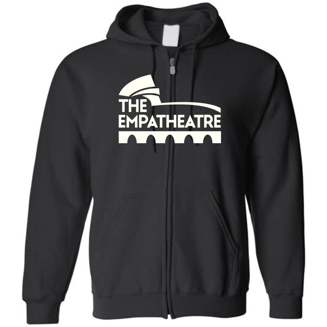 The Empatheatre Logo White Unisex Zip Hoodie - Black / S
