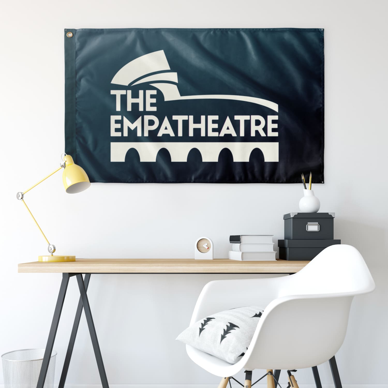 The Empatheatre Logo White Wall Flag - Wall Flag - 36x60 - Flags