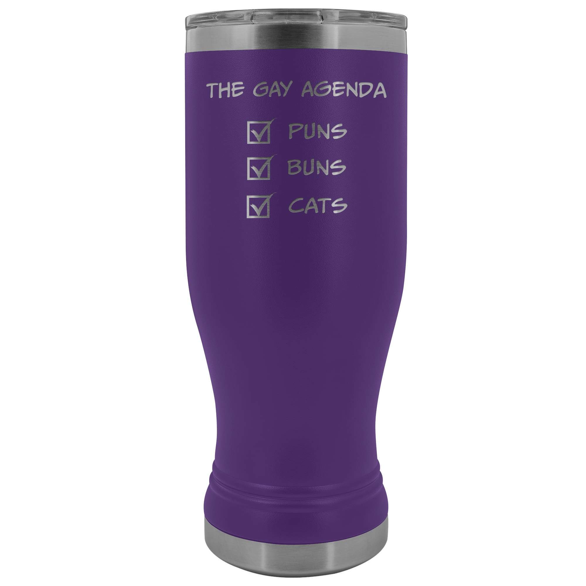 The Gay Agenda - Puns & Buns & Cats 20oz Boho Vacuum Tumbler - Purple - Tumblers