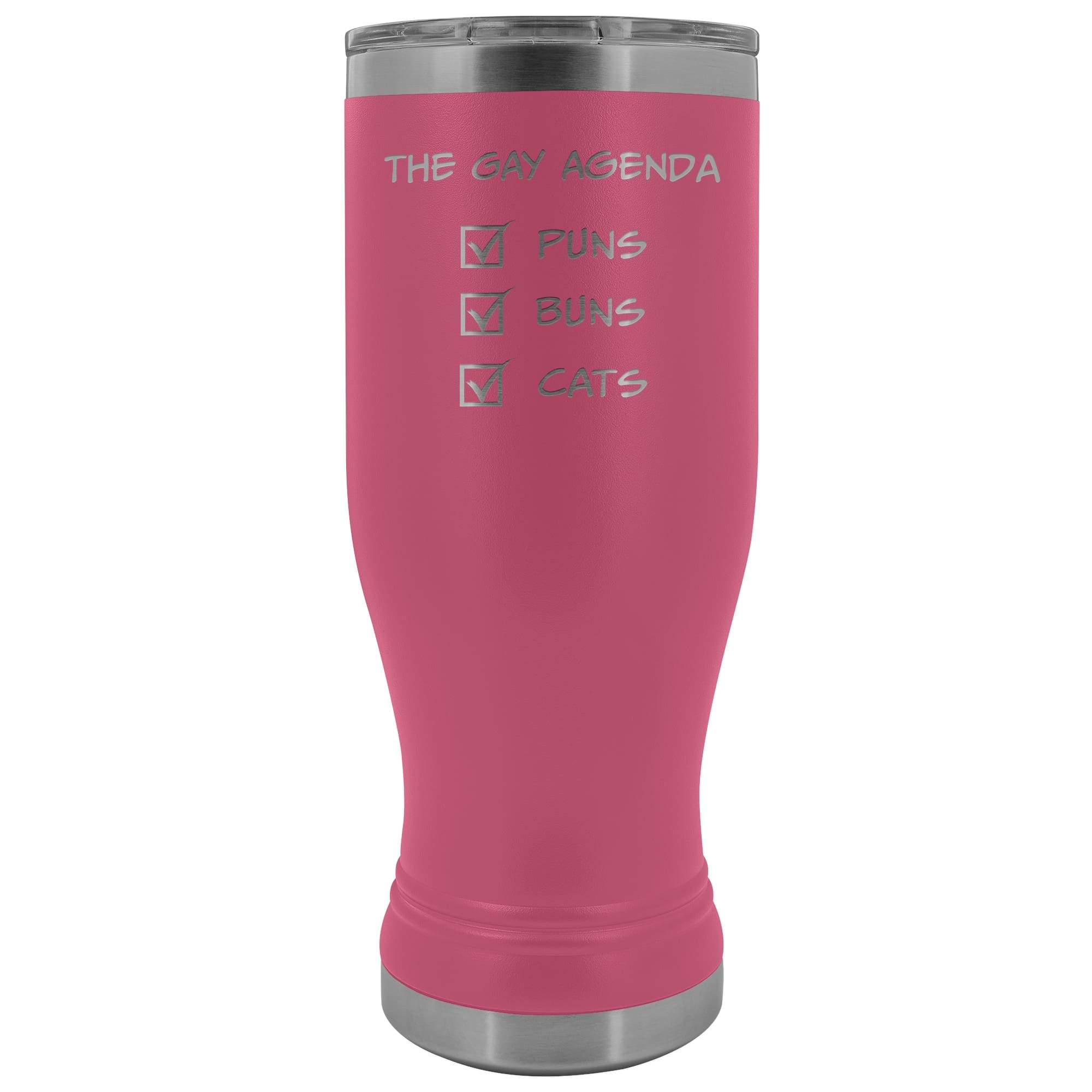 The Gay Agenda - Puns & Buns & Cats 20oz Boho Vacuum Tumbler - Pink - Tumblers