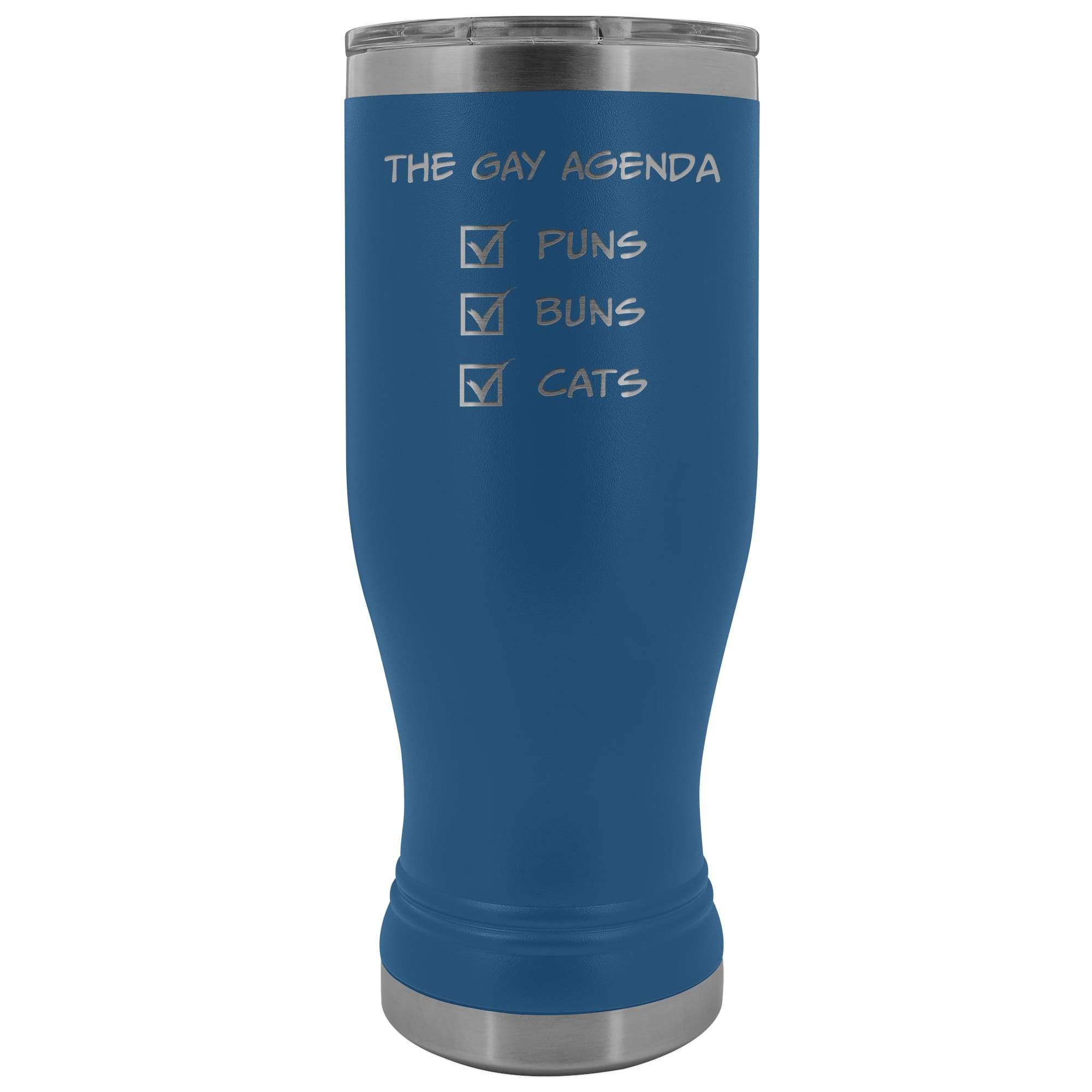 The Gay Agenda - Puns & Buns & Cats 20oz Boho Vacuum Tumbler - Blue - Tumblers