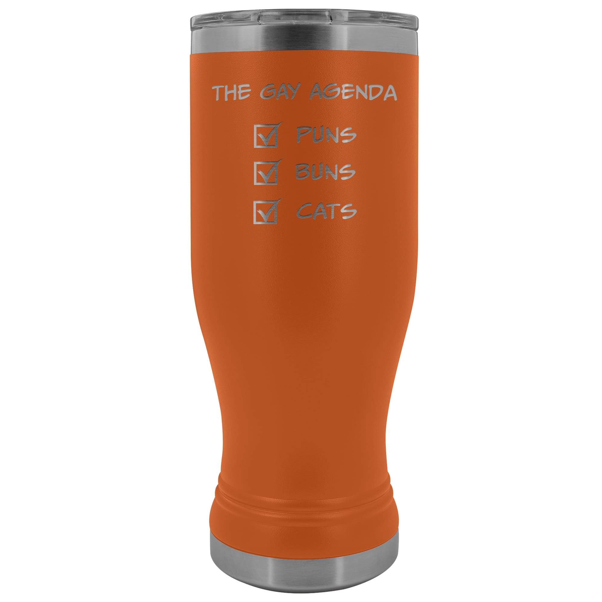 The Gay Agenda - Puns & Buns & Cats 20oz Boho Vacuum Tumbler - Orange - Tumblers
