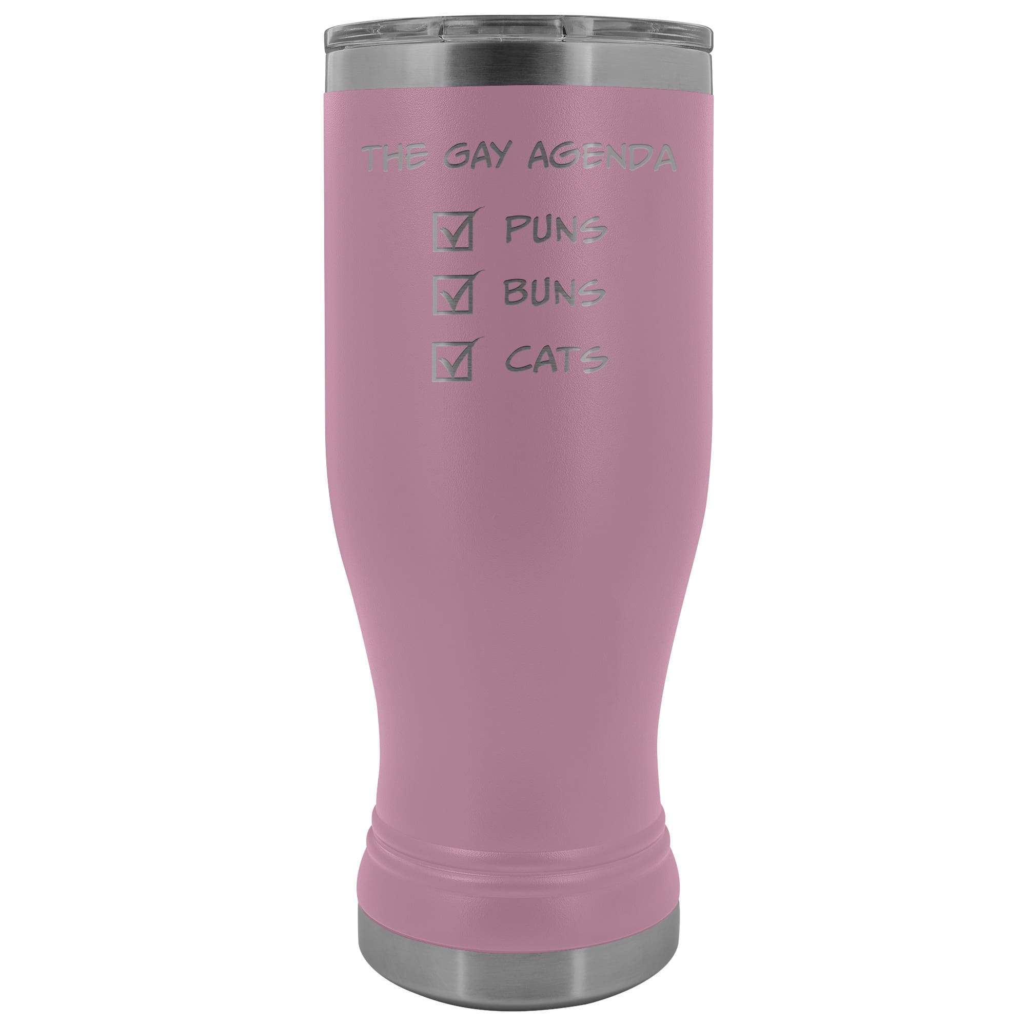 The Gay Agenda - Puns & Buns & Cats 20oz Boho Vacuum Tumbler - Light Purple - Tumblers
