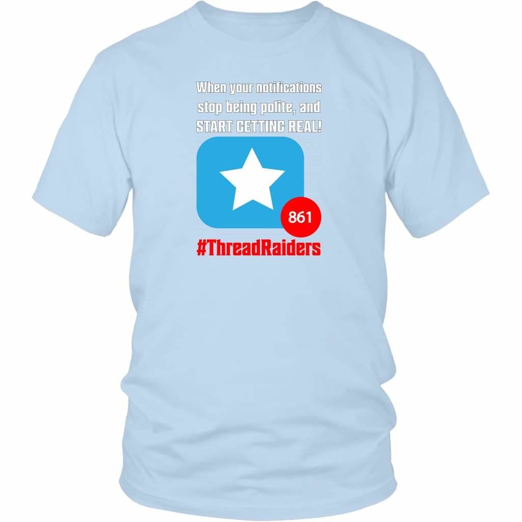Threadraiders Notifications Unisex Tee - District Unisex Shirt / Ice Blue / S - Not For Sale