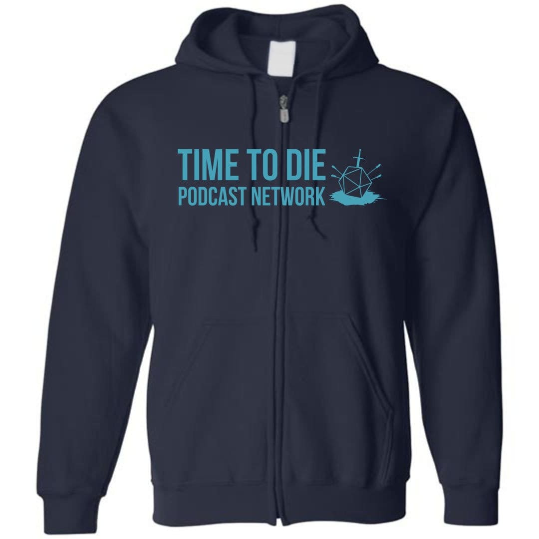 Time To Die Logo Blue Unisex Zip Hoodie - Navy / S