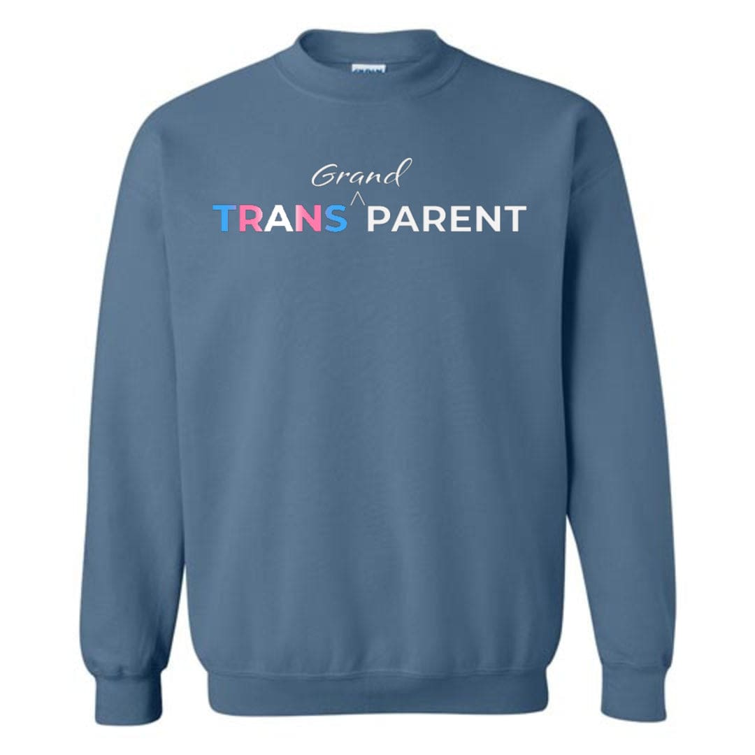 Trans Grand Parent Unisex Crewneck Sweatshirt - Indigo Blue / S