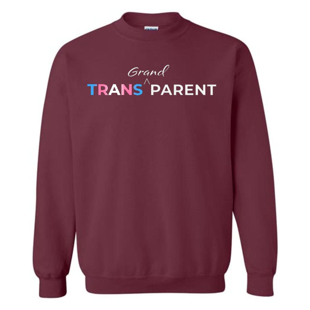 Trans Grand Parent Unisex Crewneck Sweatshirt - Maroon / S