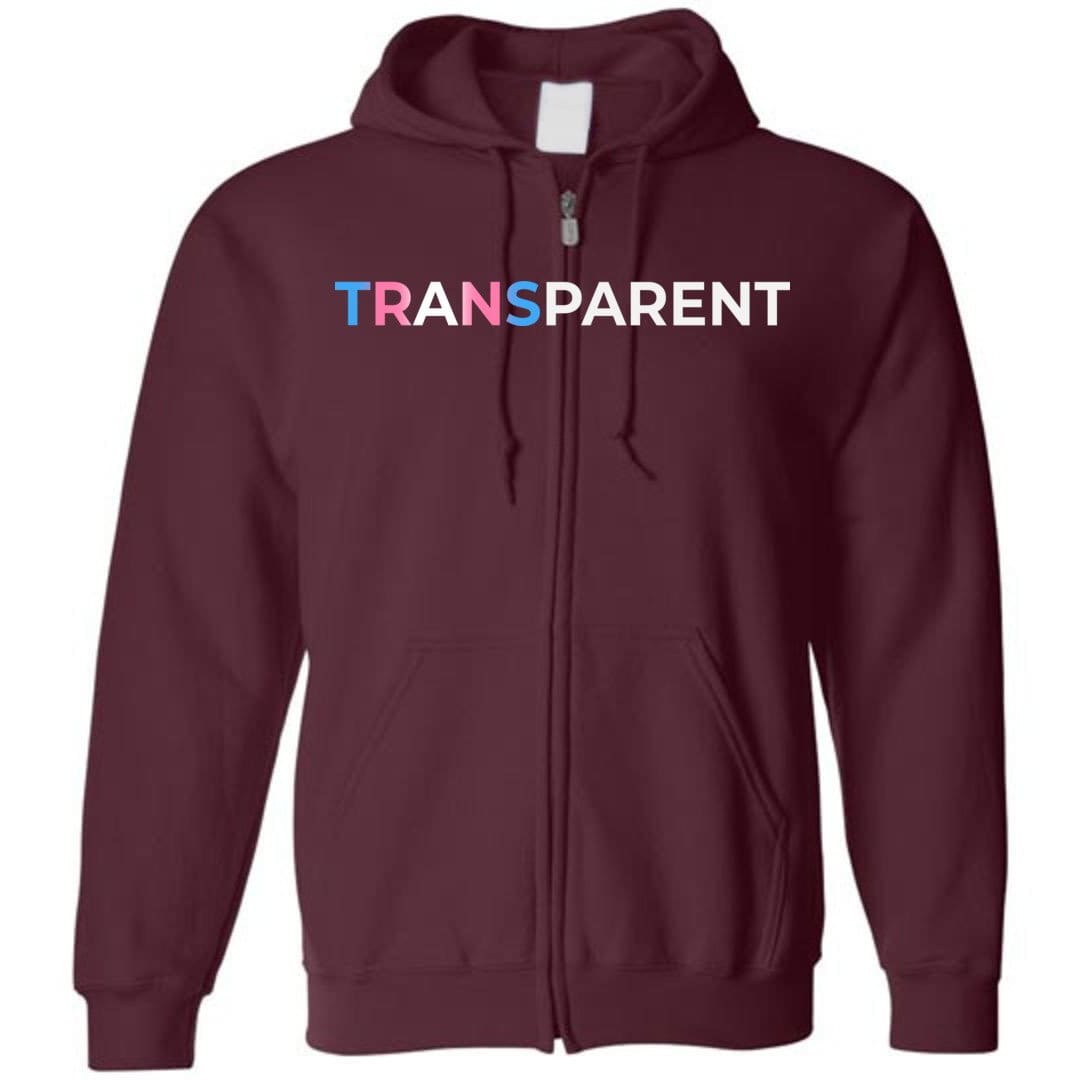 TransPARENT Unisex Zip Hoodie - Maroon / S