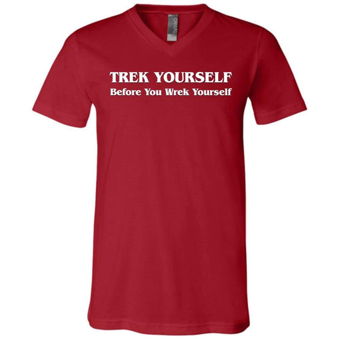 Trek Yourself Unisex Premium V-Neck Tee - Canvas Red / S
