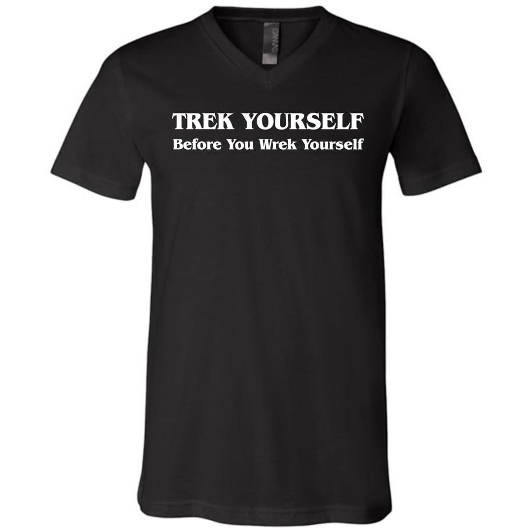 Trek Yourself Unisex Premium V-Neck Tee - Black / S
