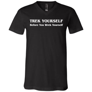 Trek Yourself Unisex Premium V-Neck Tee - Black / S
