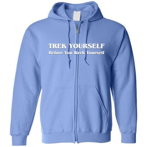 Trek Yourself Unisex Zip Hoodie - Carolina Blue / S