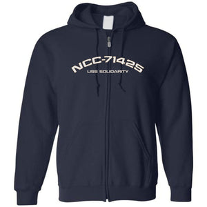 USS Solidarity Unisex Zip Hoodie - Navy / S