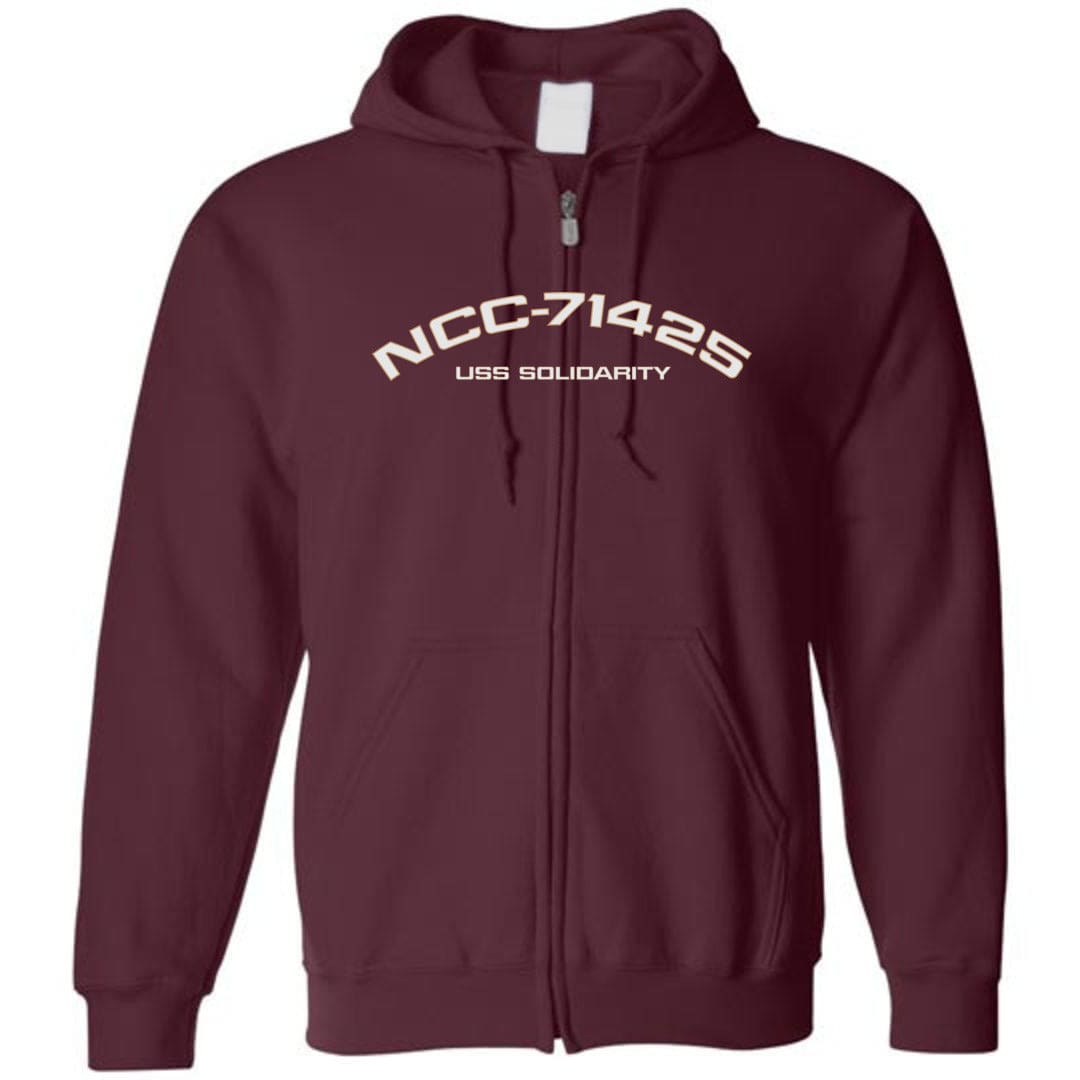 USS Solidarity Unisex Zip Hoodie - Maroon / S