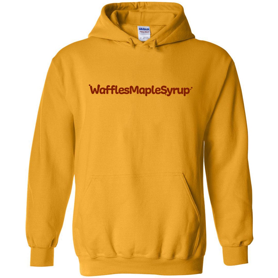 Waffles Maple Syrup Long Text Logo Unisex Pullover Hoodie - Gold / S