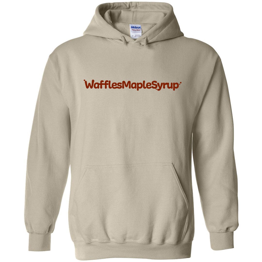 Waffles Maple Syrup Long Text Logo Unisex Pullover Hoodie - Sand / S