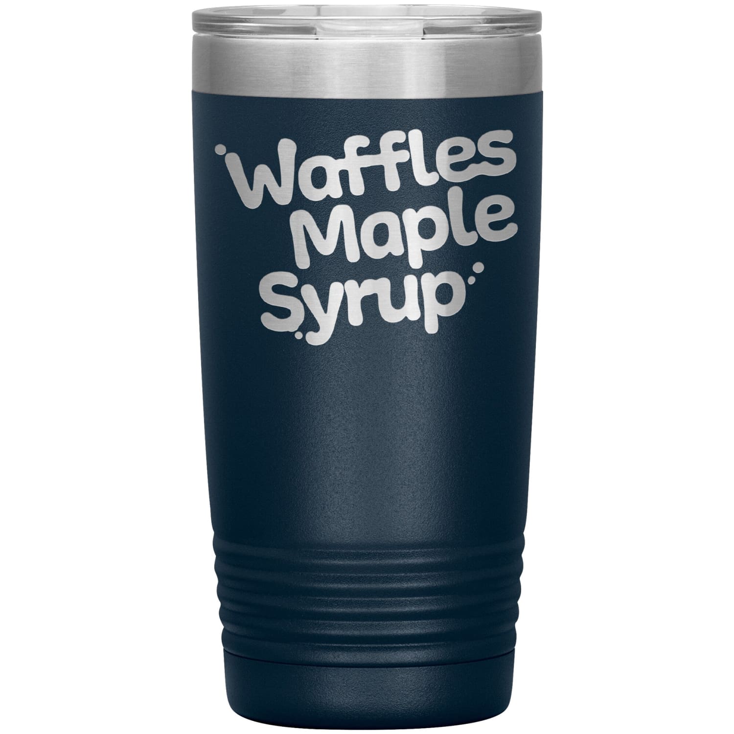 Waffles Maple Syrup Stacked Logo 20oz Vacuum Tumbler - Navy - Tumblers