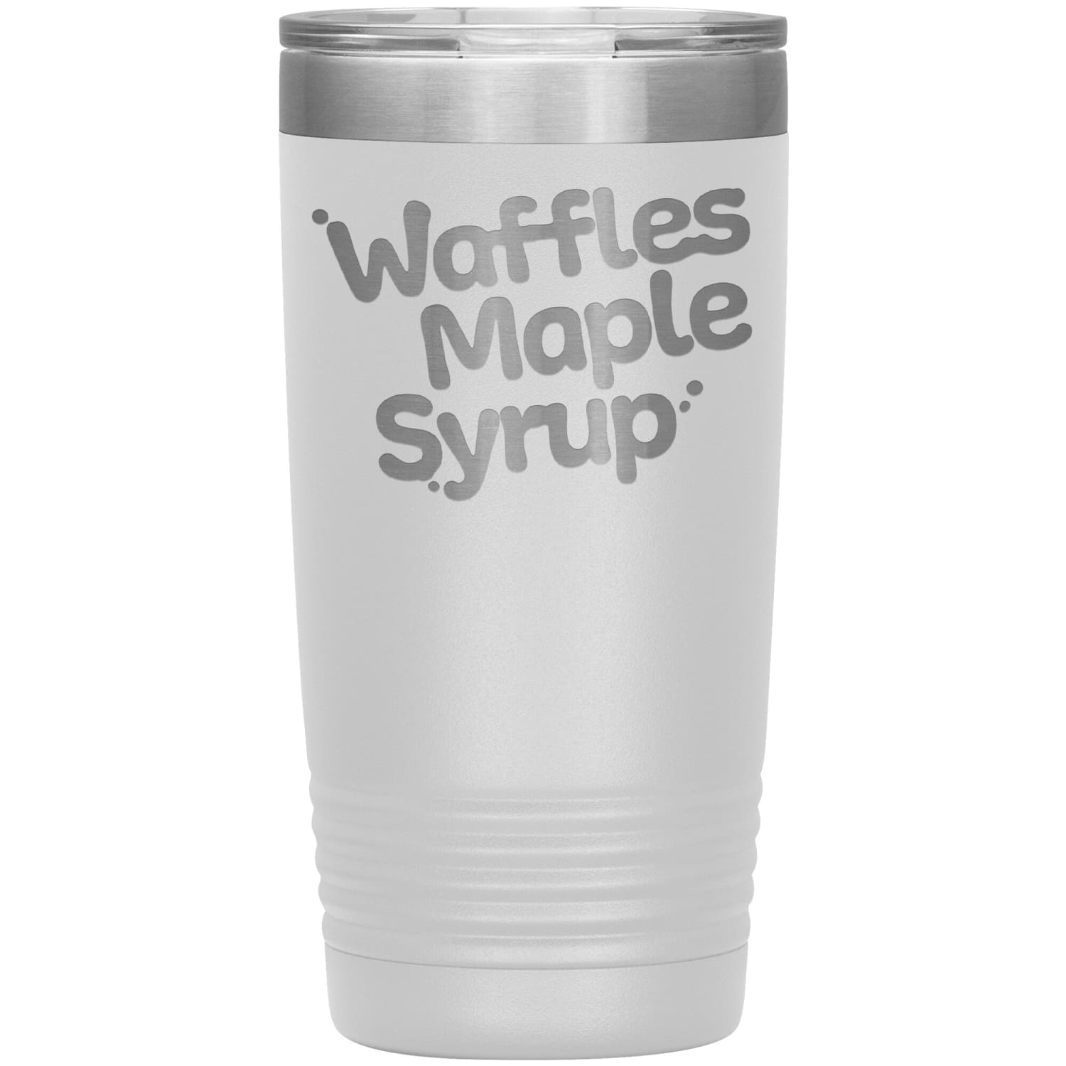 Waffles Maple Syrup Stacked Logo 20oz Vacuum Tumbler - White - Tumblers