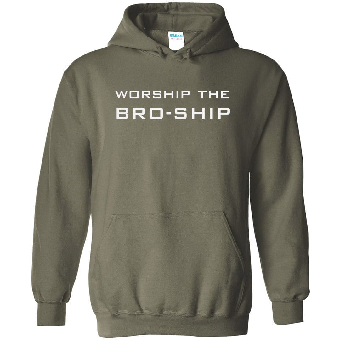 Worship The Bro-Ship TS Unisex Pullover Hoodie - Military Green / S