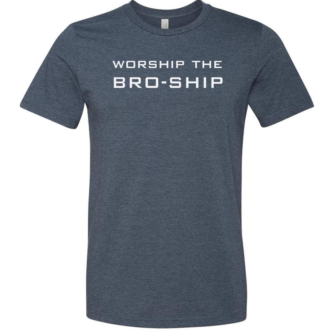 Worship The Bro-Ship Unisex Premium Tee - Heather Navy / XS