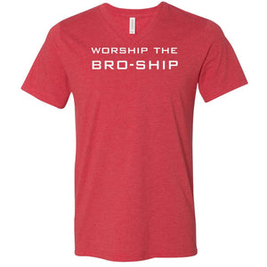 Worship The Bro-Ship Unisex Premium V-Neck Tee - Heather Red / S