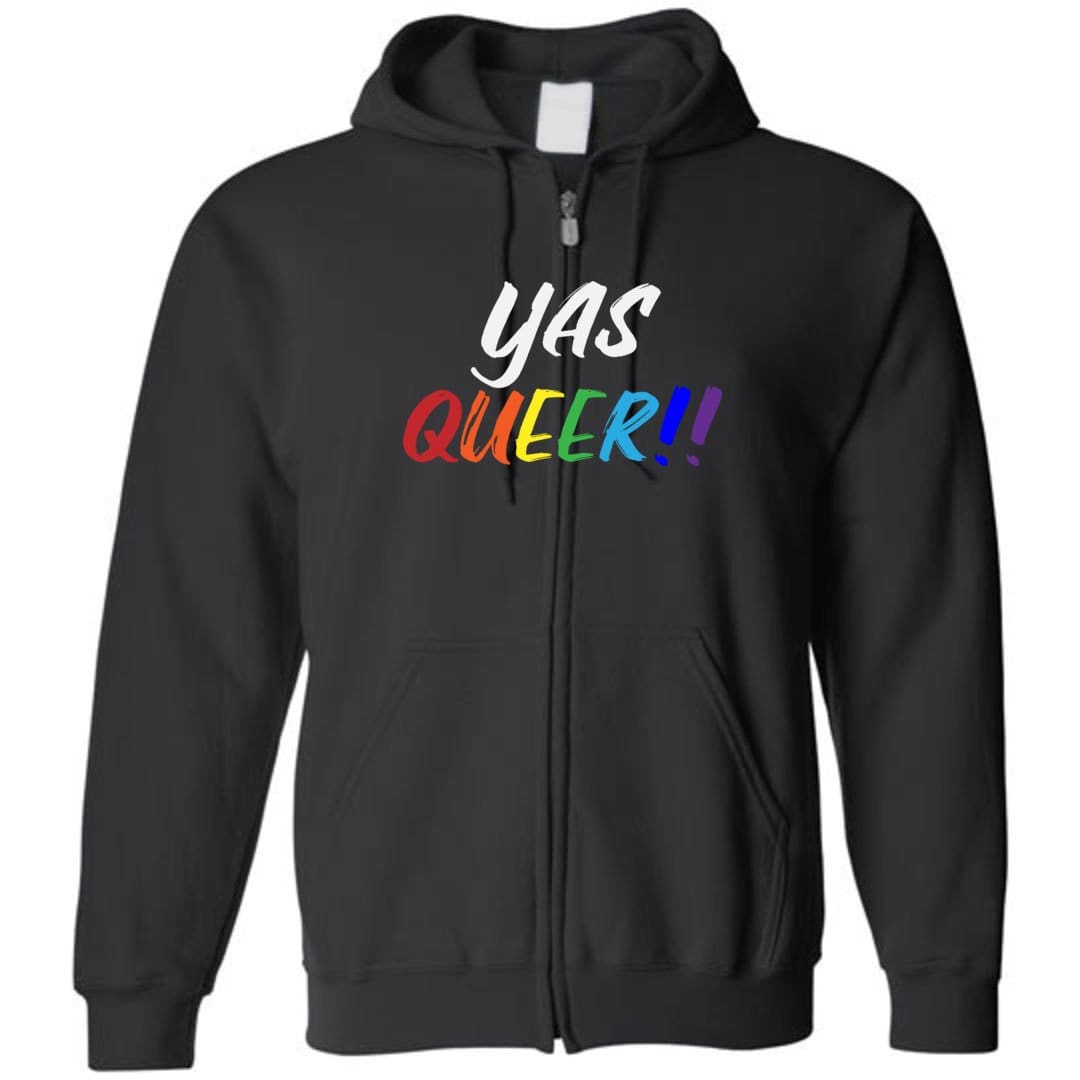 YAS QUEER! Unisex Zip Hoodie - Black / S